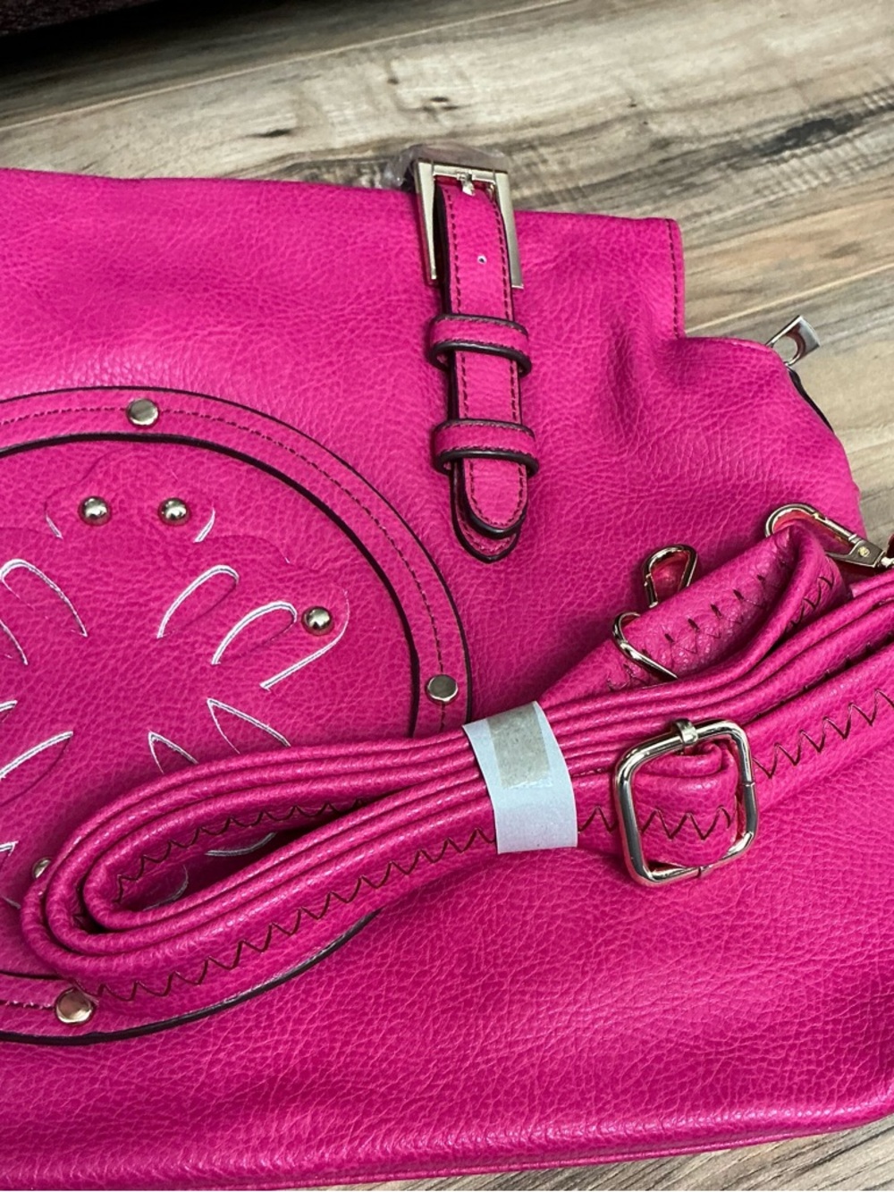 NEW Hot PINK Floral BAG Handbag TOTE Several inside pockets & zippers - Picture 6 of 7
